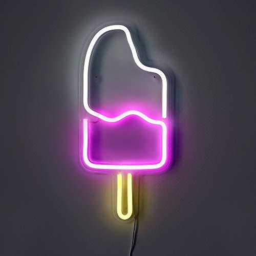18x18 LED Neon Wall Sign - White & Pink Ice Cream Popsicle Decor