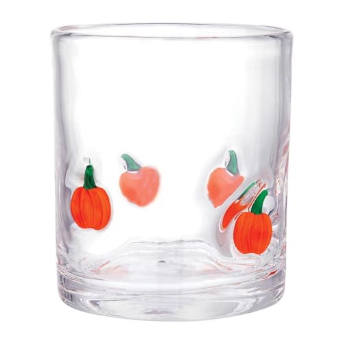 Pumpkins Icon Double Old Fashioned Cocktail Glass - 16oz Handblown Fall Decor