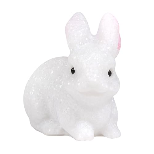Justinstones Matte White Marble Rabbit Figurine - Natural Gemstone Home Decor Gift