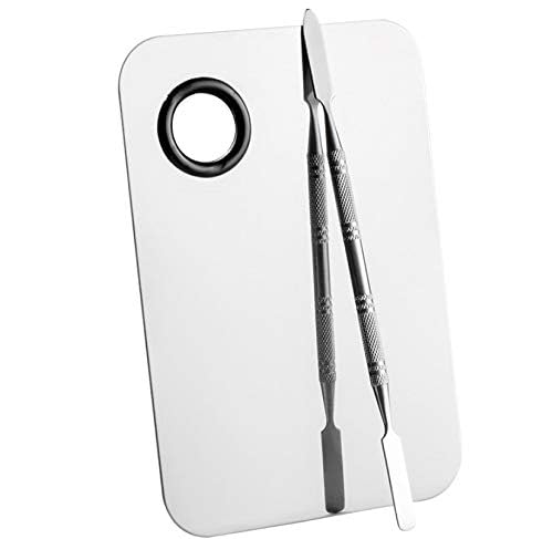 Stainless Steel Makeup Palette with Spatula Tool - 4.23 Ounce, Silver, 6x4 Inch