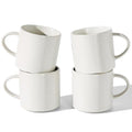 Ceramic Coffee Mug Set of 4 - 14oz Nebula Style, Matte Beige & White