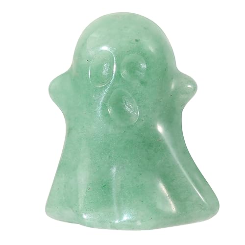 Mini Green Aventurine Crystal Ghost Figurine Set for Halloween Decor - 2 Pieces