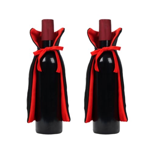 Halloween Vampire Cape Wine Bottle Covers Set for Party Decor - 2 Pieces