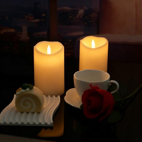 2 Pack Flameless LED Pillar Candles with Timer - 3x5 Inches