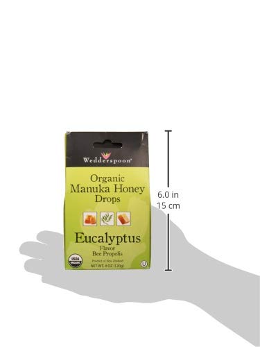 Wedderspoon Organic Manuka Honey Drops - Eucalyptus & Bee Propolis, 20 Count (4oz) | Soothing Remedy for Dry Throats - Pack of 2