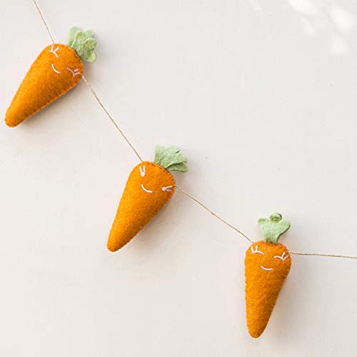 Easter Carrot Felt Garland Wall Hanging - Handmade Holiday Decor, 48 Inches