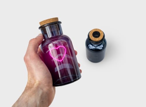 Love Potion Neon Heart Glass Bottle - Pink Cordless Table Lamp & Bedroom Decor - Variation of This Listing