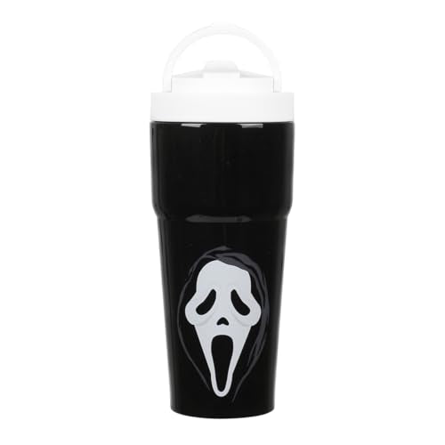 Ghostface Mask 27oz Black Stainless Steel Coffee Tumbler - Horror Fan Gift