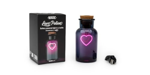 Love Potion Neon Heart Glass Bottle - Pink Cordless Table Lamp & Bedroom Decor - Variation of This Listing