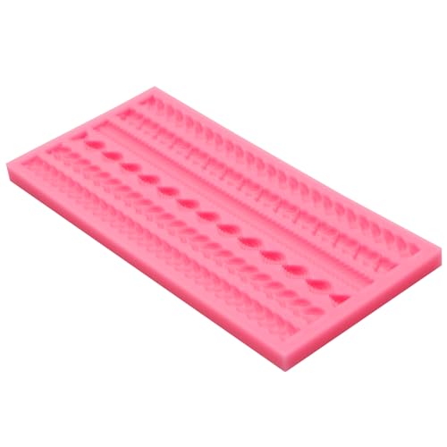 Pink Silicone Pie Crust Mold with Braided Rope Pattern - Baking & Cake Decoration Tool