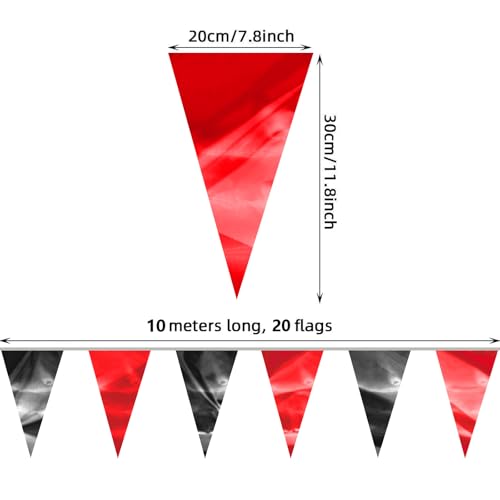 Red Black Glitter Triangle Pennant Banner Set - 32.8FT Outdoor Party Decorations