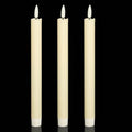 3 Pack Ivory Flameless Wax Taper Candles with Timer - Realistic Flicker, Safe for Holidays