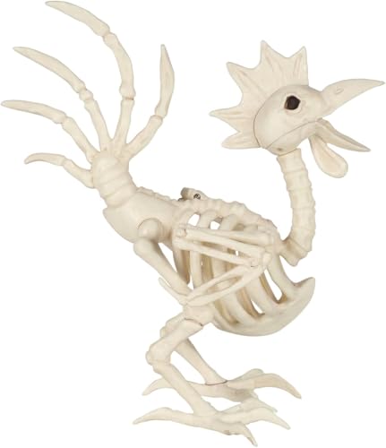 12-Inch Skeleton Rooster Halloween Decoration - Spooky Farmyard Skeleton