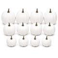 White Mini Pumpkins Artificial Fall Decor Set - 12 Pieces in 3 Sizes with Variation