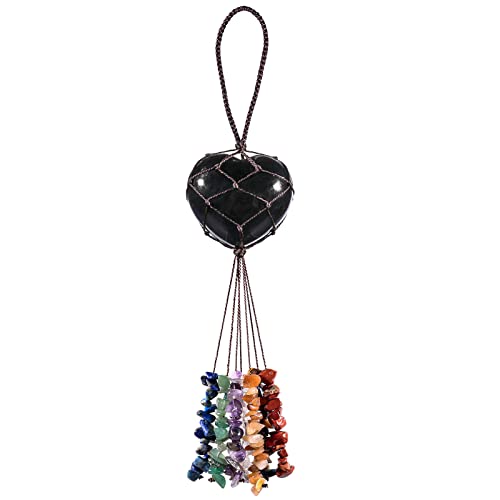 Black Obsidian Love Heart Crystal Hanging Ornament for Feng Shui & Meditation - Car & Home Decor - Variation: Black / Black Obsidian