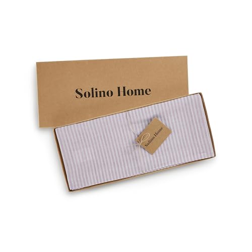 Pure Linen Table Runner 14x90 Inches - Pink and White Stripe, Handcrafted, Eco-Friendly