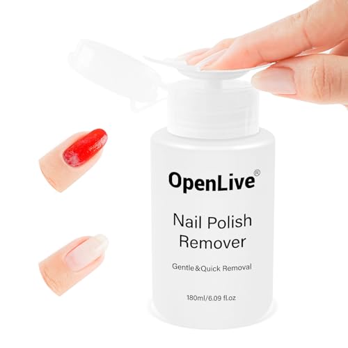 OpenLive White Tea Scent Nail Polish Remover 180ml Non-Acetone Easy Pump, Gentle & Fragrant