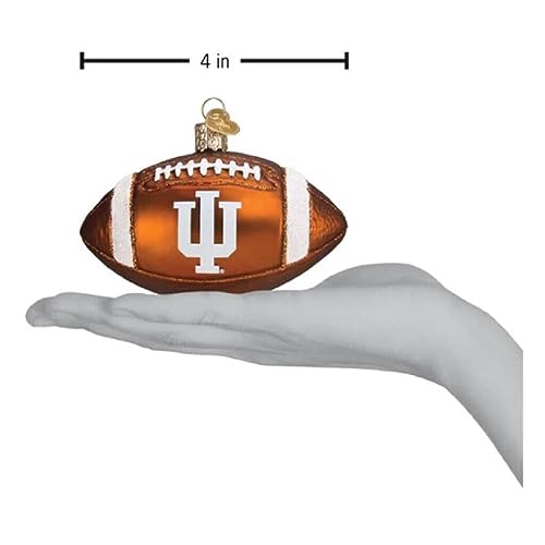 Old World Christmas Indiana Football Glass Blown Ornament - University Collection, Handcrafted Holiday Decoration