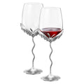 Set of 2 Silver Bat Stemmed Wine Glasses - Gothic Goblets for Halloween