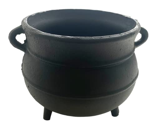 7-Inch Cast Iron Cauldron with Black Finish - Durable Witches Brew Pot