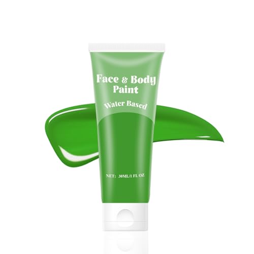 Green Water-Based Face & Body Paint for Halloween Cosplay 30ml - Safe & Easy to Use