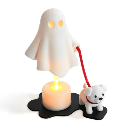 Halloween Ghost Dog Figurine Desktop Decor - Fall Party Tabletop Ornament