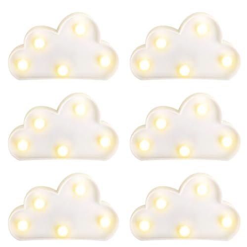 6 Pcs LED Cloud Night Lights - Cloud-Shaped Wall Hangable Lamps - Warm White