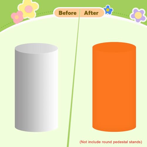 Set of 3 Orange Cylinder Covers for Halloween Stand Decor - Spandex Fabric