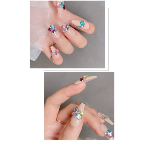 Small 50pcs Crystal Star Nail Charms - Multicolor 3D Glitter Gems for DIY Nail Art
