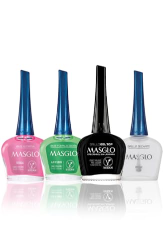 Nail Polish Set with Base & Top Coats - Long-Lasting Glossy Finish, 4 Pieces