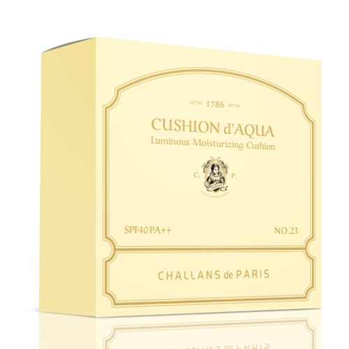 [CHALLANS de PARIS] Cushion de Aqua EX – Dewy Glow Cushion Foundation, Natural Radiance & Hydration, Buildable Coverage, Lightweight Cream Texture, 23 Natural Beige, 0.53 oz