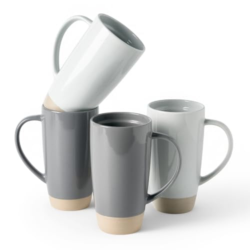 Milkyway Coffee Mug Set of 4 - 20oz Large Ceramic Cups - Light Gray & Dark Gray Variants