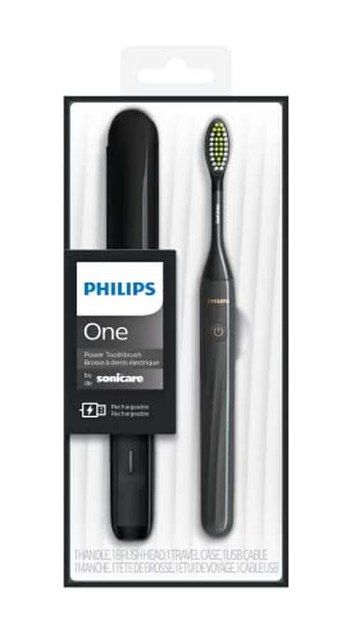 Philips One by Sonicare Rechargeable Toothbrush, Shadow Black, HY1200/06