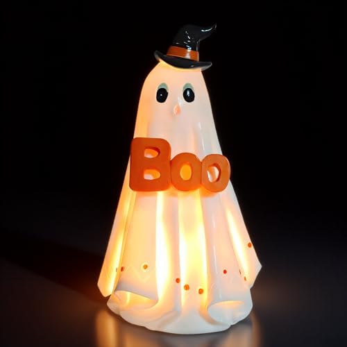 Halloween Ghost Decoration Statue with LED Light - 6.2 Inch Spooky Decor