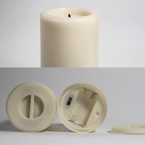 Cream White Outdoor Flameless LED Pillar Candle with Timer - 3x4 Inches