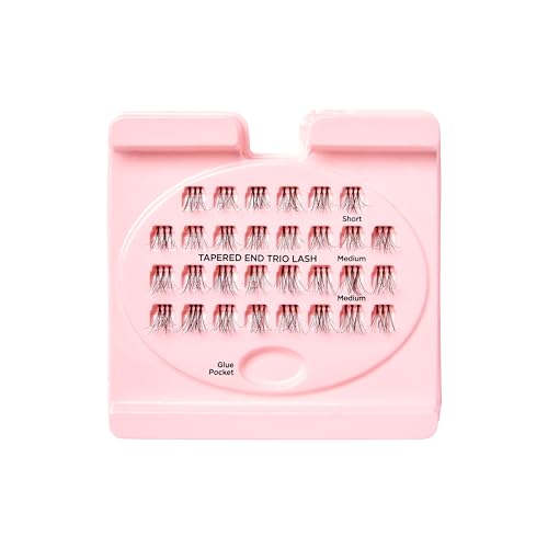 KISS Looks So Natural Trio Lash Medium Combo Pack, False Eyelashes with Tapered End Technology, 3D Lengths & Angles, Easy Grip Tray with Built-In Glue Pocket, 30 Trio Lashes in Short & Medium Lengths