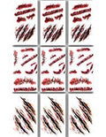 Zombie Blood Wound Scar Temporary Tattoos - 9 Sheets, Waterproof & Easy to Apply