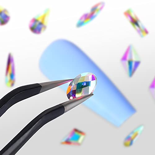12 Styles 360 Pcs Rhinestones Nail Art Gems Multi Shapes Flat Back Crystals for DIY Nails