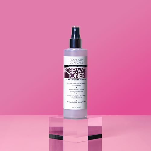 Advanced Clinicals Collagen + Rosewater Facial Mist Toner W/Charcoal & Aloe Vera. Alcohol-Free PH Balancing Formula Detoxifies & Hydrates Skin Improving Overall Skin Tone, Calming Face Mist, 8 Fl Oz