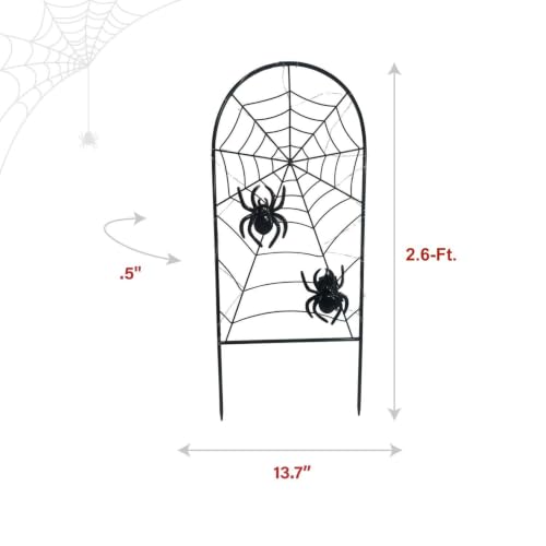 Lighted Metal Spiderweb Halloween Decoration with Stake & Battery Power