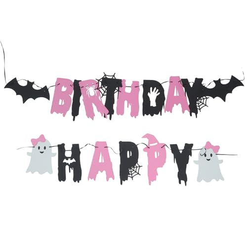Halloween Ghost Banner Flag for Birthday Party Decorations - 6.83x1 Inches