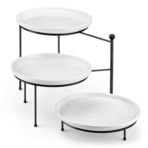 White 10-Inch 3-Tier Rotating Serving Tray - Dessert & Appetizer Stand