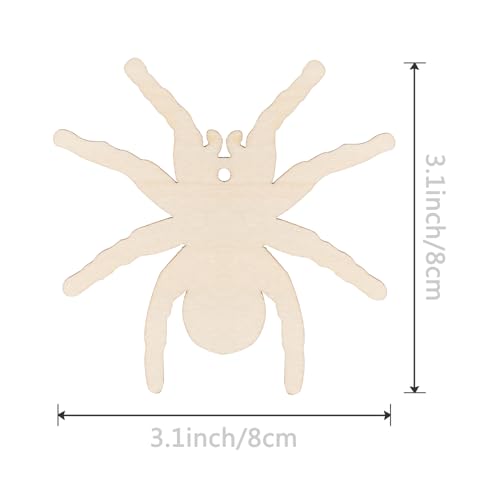 DIY Unfinished Wooden Spider Ornaments - Halloween Christmas Party Decorations, 20pcs