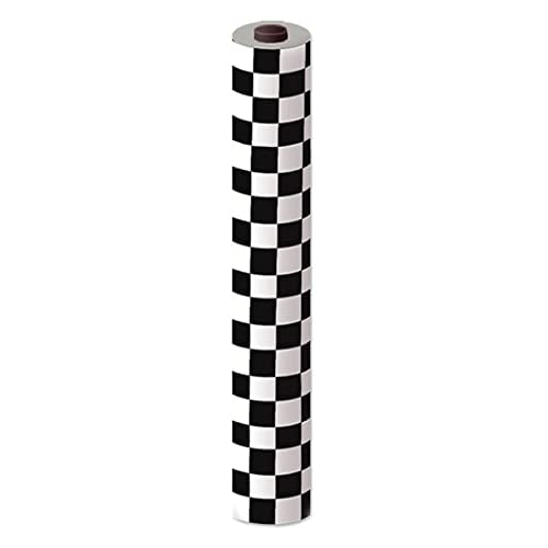 Disposable Plastic Checkered Tablecloth - Racing & 50s Party Decor - Black and White