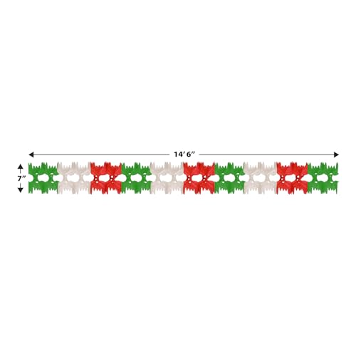 Beistle Red White Green Pageant Garland - 12 Pack Tissue Paper Decorations, 7" x 14.5 Ft, Variations of THIS listing