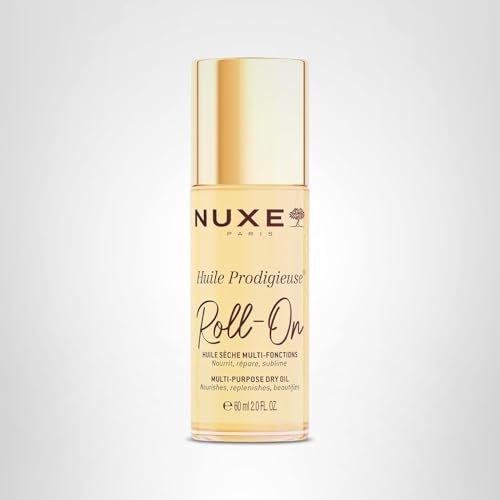 Nuxe Huile Prodigieuse Multi-Purpose Dry Oil Roll-On with 7 Botanical Oils for Radiant Glow and Hydration, for Face, Body & Hair, 2.0 Fl Oz