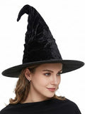 Halloween Witch Hat for Women - Ruched Wizard Costume Accessory