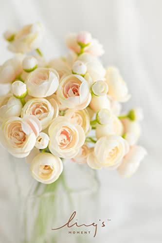 Artificial Ranunculus Flowers Peony Wht Pink Shade 18pcs Home Decor