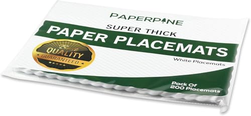 Disposable Paper Placemat 200 Pack - 10x14 Inch White Heavy Duty Eco-Friendly