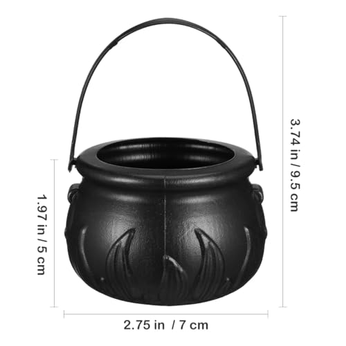 Halloween Cauldron Candy Holder Set - Mini Plastic Witch Kettles for Party Decoration